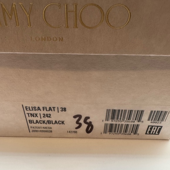 New Authentic Jimmy Choo Elisa Flat Sandals Black 38 - Picture 9 of 11